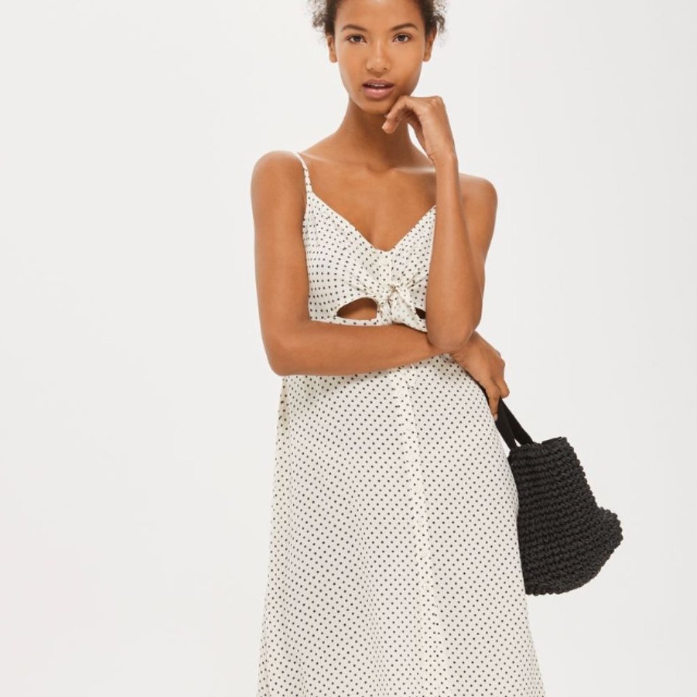 Topshop Star Print Tie Front Slip Dress with Cut Out NWT